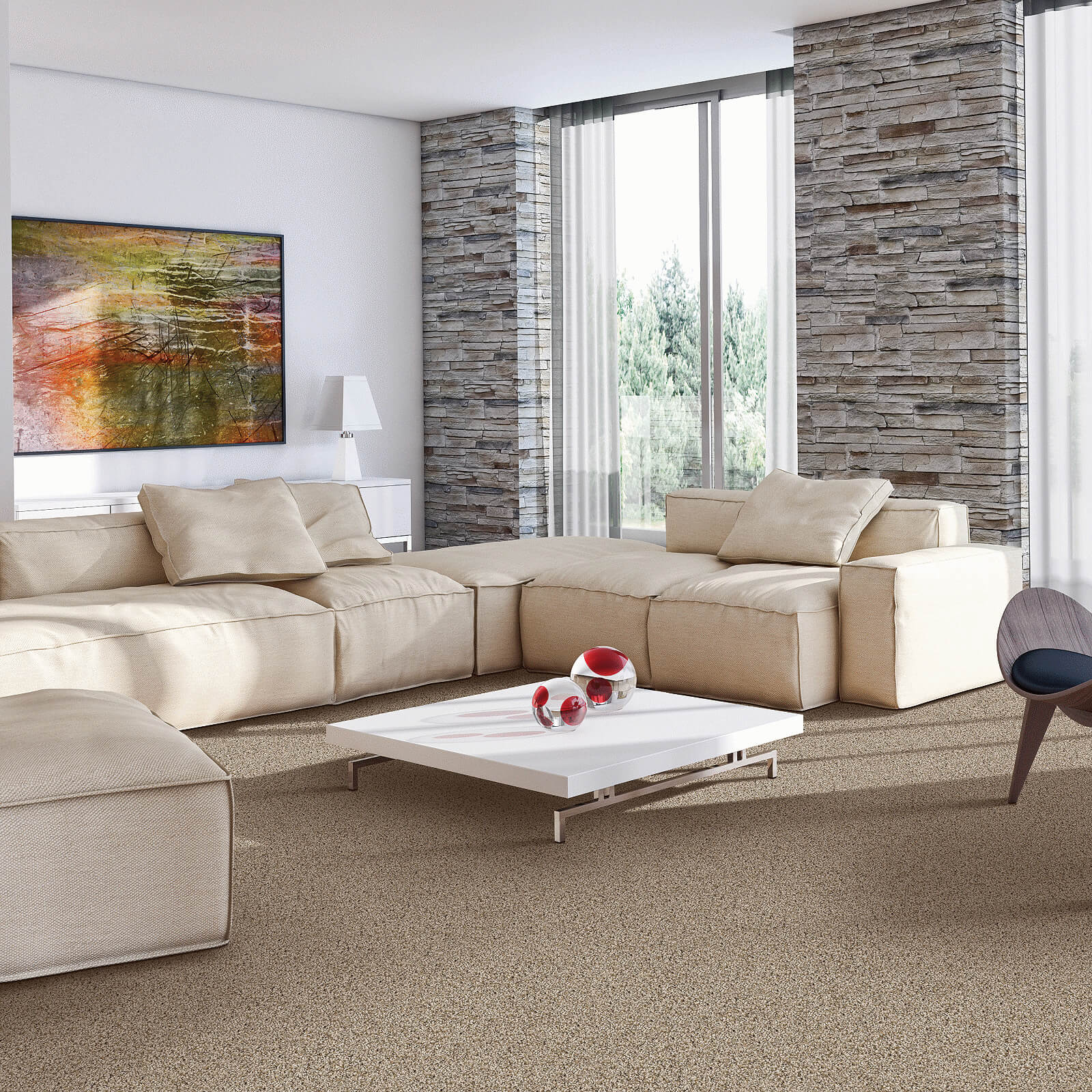 Carpet with White Couch | The Floor Store VA
