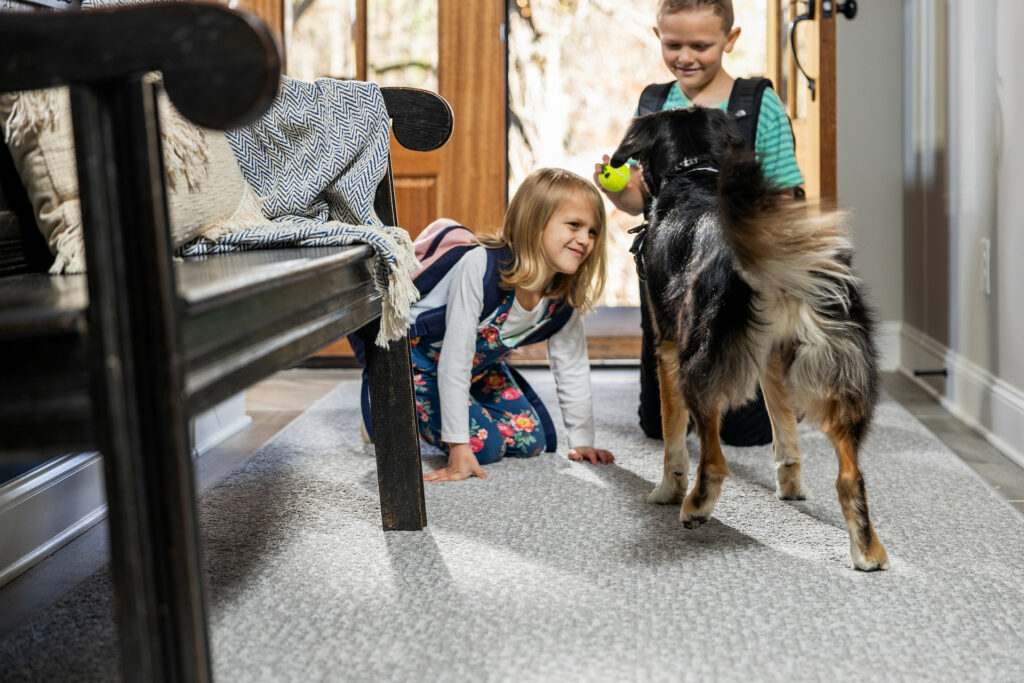 Kids on carpet with pet friendly | The Floor Store VA